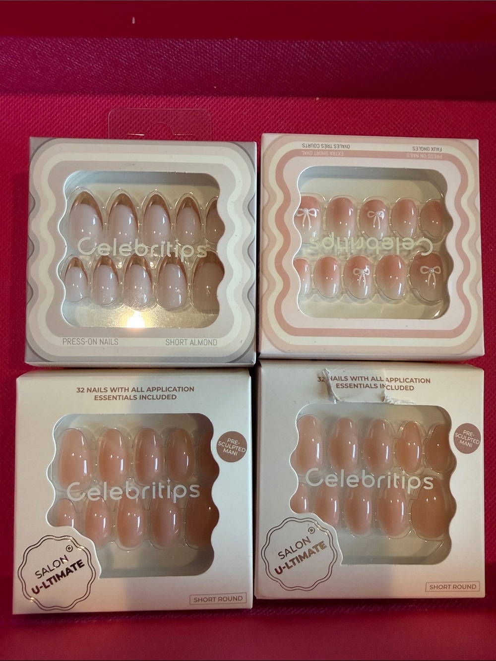 Press-On Nails - Nude Pink Short Almond & Round 4 sets NIB 💅